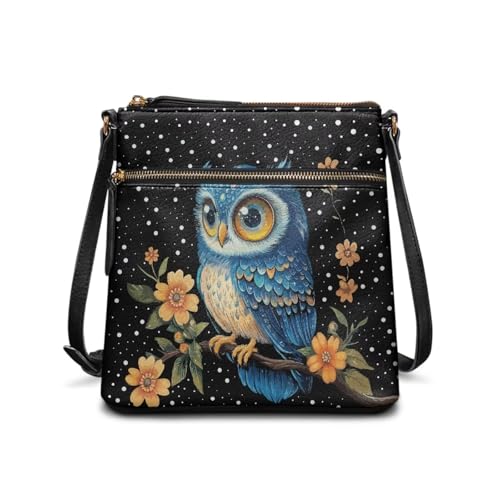 JUDENTIDOS Hobo Handtasche und Geldbörsen für Damen, Umhängetasche, Leder, mit verstellbarem Riemen, Niedliches Eulen-Blumenmuster, Einheitsgröße JUDENTIDOS Hobo Handtasche und Geldbörsen für Damen, Umhängetasche, Leder, mit verstellbarem Riemen, Niedliches Eulen-Blumenmuster, Einheitsgröße von JUDENTIDOS