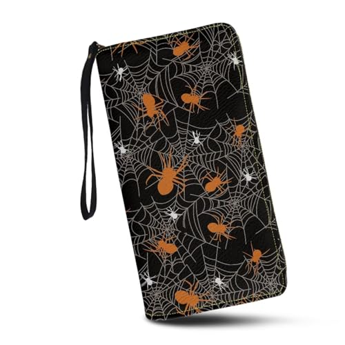 JUDENTIDOS Individuelle Handgelenk-Geldbörsen für Damen, Leder, Clutch, langer Reißverschluss, RFID-Kreditkartenhalter, Halloween-Spinnennetz, Einheitsgröße JUDENTIDOS Individuelle Handgelenk-Geldbörsen für Damen, Leder, Clutch, langer Reißverschluss, RFID-Kreditkartenhalter, Halloween-Spinnennetz, Einheitsgröße von JUDENTIDOS