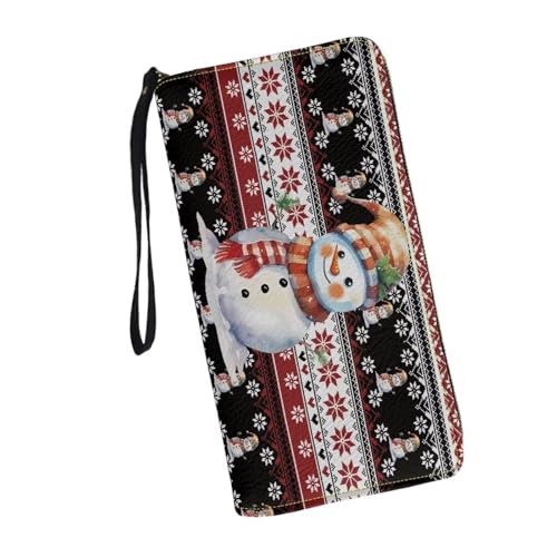 JUDENTIDOS Individuelle Handgelenk-Geldbörsen für Damen, Leder, Clutch, langer Reißverschluss, RFID-Kreditkartenhalter, Niedlicher Weihnachts-Schneemann, Einheitsgröße JUDENTIDOS Individuelle Handgelenk-Geldbörsen für Damen, Leder, Clutch, langer Reißverschluss, RFID-Kreditkartenhalter, Niedlicher Weihnachts-Schneemann, Einheitsgröße von JUDENTIDOS