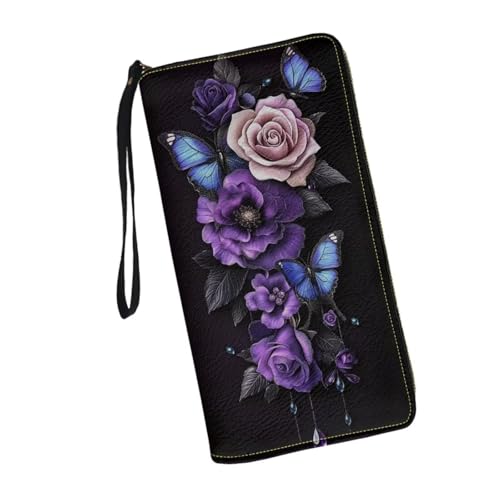 JUDENTIDOS Individuelle Handgelenk-Geldbörsen für Damen, Leder, Clutch, langer Reißverschluss, RFID-Kreditkartenhalter, Schmetterling Floral, Einheitsgröße JUDENTIDOS Individuelle Handgelenk-Geldbörsen für Damen, Leder, Clutch, langer Reißverschluss, RFID-Kreditkartenhalter, Schmetterling Floral, Einheitsgröße von JUDENTIDOS