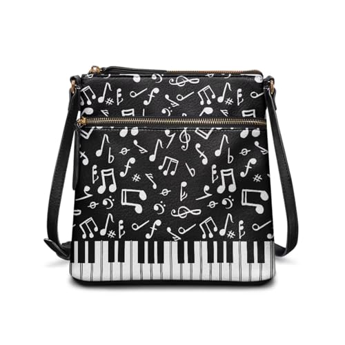 JUDENTIDOS Individuelle Schultertasche für Damen, mit Reißverschlusstaschen, Umhängetasche, Leder-Tragetasche, Tragegriff oben, Klaviertasten, Musiknoten, Einheitsgröße JUDENTIDOS Individuelle Schultertasche für Damen, mit Reißverschlusstaschen, Umhängetasche, Leder-Tragetasche, Tragegriff oben, Klaviertasten, Musiknoten, Einheitsgröße von JUDENTIDOS