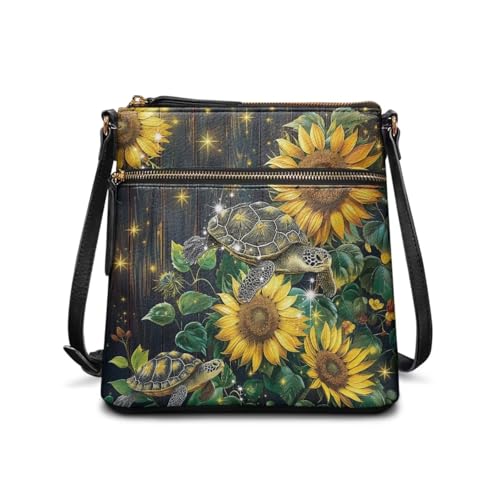 JUDENTIDOS Individuelle Umhängetaschen und Handtaschen für Damen, PU-Leder, Tragetasche, Schultertaschen mit verstellbarem Riemen, Sonnenblume Meeresschildkröte, Einheitsgröße JUDENTIDOS Individuelle Umhängetaschen und Handtaschen für Damen, PU-Leder, Tragetasche, Schultertaschen mit verstellbarem Riemen, Sonnenblume Meeresschildkröte, Einheitsgröße von JUDENTIDOS