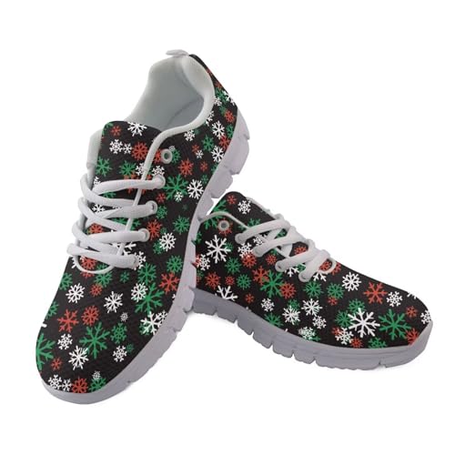 JUDENTIDOS Lässige Schnür-Sneaker für Damen und Herren, Sport, athletisch, Tennis, atmungsaktive Laufschuhe, Weihnachts-Schneeflocke, 45 EU von JUDENTIDOS