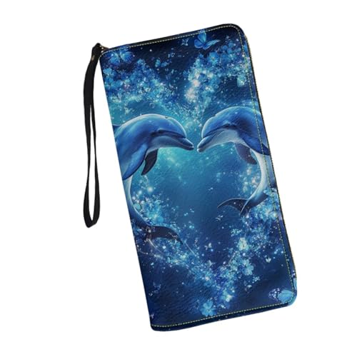 JUDENTIDOS Niedliche Damen-Geldbörse, Reißverschluss, lange Geldbörse, mehrere Kartenfächer, Clutch-Handgelenk, Blauer Delphin Floral, Einheitsgröße JUDENTIDOS Niedliche Damen-Geldbörse, Reißverschluss, lange Geldbörse, mehrere Kartenfächer, Clutch-Handgelenk, Blauer Delphin Floral, Einheitsgröße von JUDENTIDOS