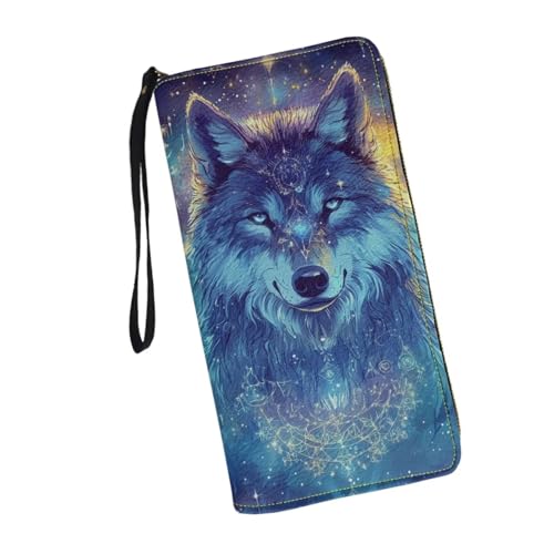 JUDENTIDOS Niedliche Damen-Geldbörse, Reißverschluss, lange Geldbörse, mehrere Kartenfächer, Clutch-Handgelenk, Blue Galaxy Wolf, Einheitsgröße JUDENTIDOS Niedliche Damen-Geldbörse, Reißverschluss, lange Geldbörse, mehrere Kartenfächer, Clutch-Handgelenk, Blue Galaxy Wolf, Einheitsgröße von JUDENTIDOS