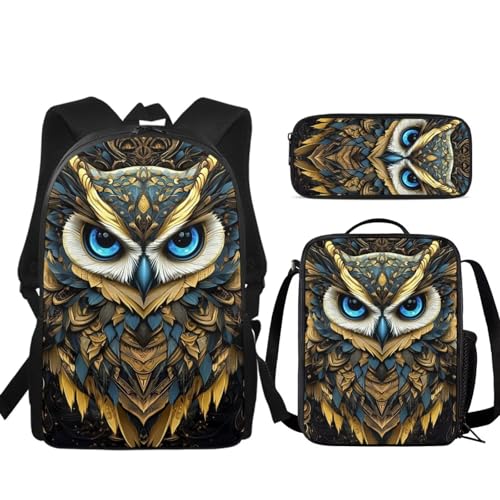 JUDENTIDOS Niedliches Rucksack-Set für Mädchen, Jungen, Kinder, Rucksack, Schultaschen mit Lunchbox und Federmäppchen, Alter 6–18 Jahre, Büchertasche, Mandala-Eule JUDENTIDOS Niedliches Rucksack-Set für Mädchen, Jungen, Kinder, Rucksack, Schultaschen mit Lunchbox und Federmäppchen, Alter 6–18 Jahre, Büchertasche, Mandala-Eule von JUDENTIDOS