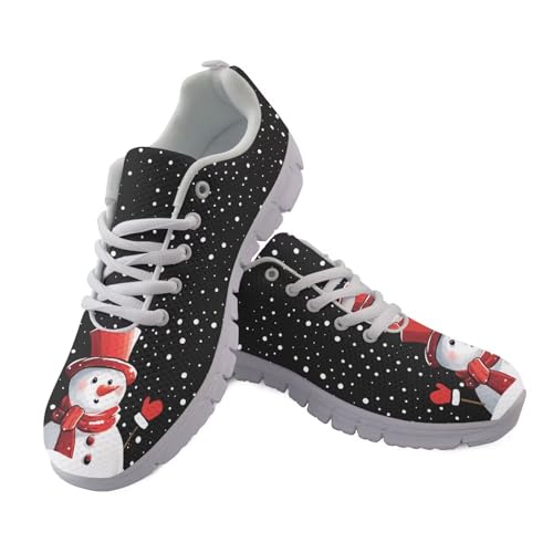 JUDENTIDOS Schuhe für Damen und Herren, Schnürschuhe, modische Sneaker, Schuhe, Tennis, Laufen, Walkingschuhe, Niedlicher Weihnachts-Schneemann, 36 EU von JUDENTIDOS