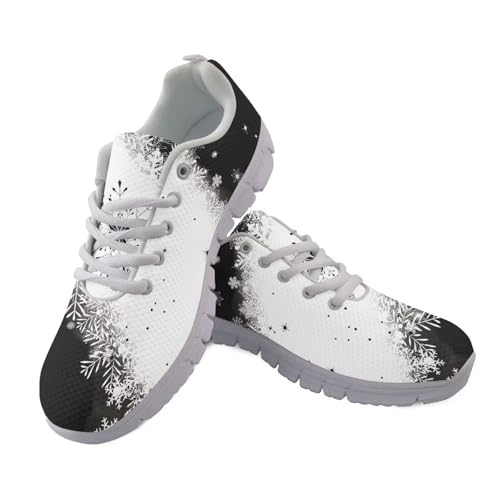 JUDENTIDOS Schuhe für Damen und Herren, Schnürschuhe, modische Sneaker, Schuhe, Tennis, Laufen, Walkingschuhe, Weihnachts-Schneeflocke, 46 EU von JUDENTIDOS