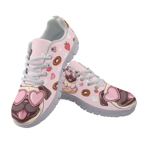 JUDENTIDOS Schuhe für Herren Damen Walking Laufschuhe Sneaker Joggingschuhe, Niedlicher Mops, 44.5 EU von JUDENTIDOS