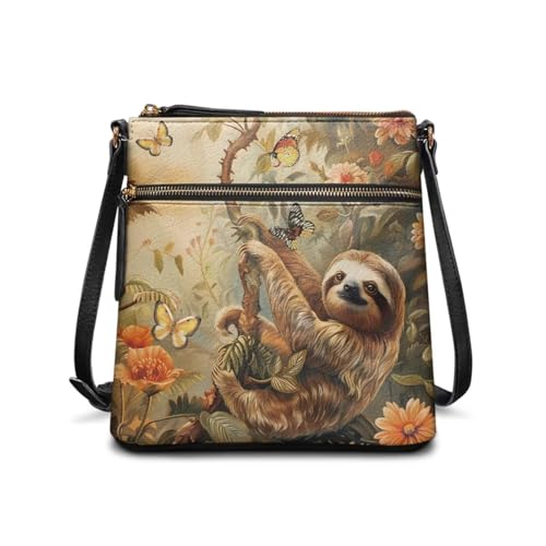 JUDENTIDOS Süße Hobo-Tasche für Damen, Umhängetasche, Geldbörse, mehrere Taschen, Handtasche mit verstellbarem Riemen, Lustiges Faultier-Blumenmuster, Einheitsgröße JUDENTIDOS Süße Hobo-Tasche für Damen, Umhängetasche, Geldbörse, mehrere Taschen, Handtasche mit verstellbarem Riemen, Lustiges Faultier-Blumenmuster, Einheitsgröße von JUDENTIDOS