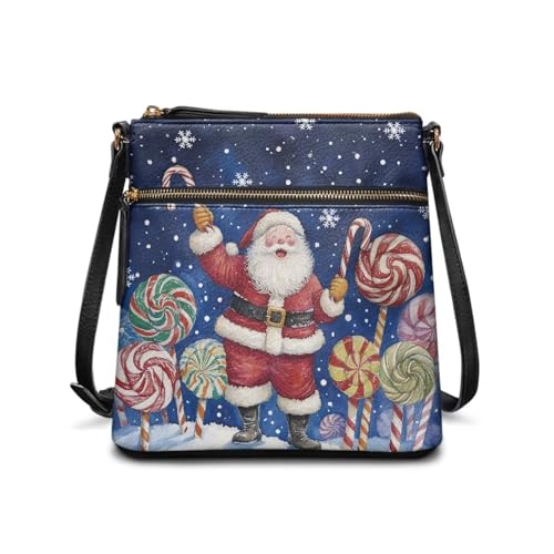 JUDENTIDOS Süße Umhängetasche für Damen, Leder, Hobo-Handtasche, Schultertasche mit verstellbarem Riemen, Lustiger Weihnachtsmann, Einheitsgröße von JUDENTIDOS