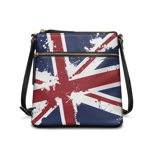 JUDENTIDOS Süße Umhängetasche für Damen, Leder, Hobo-Handtasche, Schultertasche mit verstellbarem Riemen, Union Jack Design, Einheitsgröße von JUDENTIDOS
