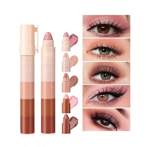 5 Farbe Glitter Eyeshadow Stick Farbe Set, Schimmer Glitter Eyeshadow Pencil, Lang Anhaltende Glatte Eyeshadow Stick Eyeshadow Pencil Crayon Eyeshadow Stick Makeup (1) von JUDEWY