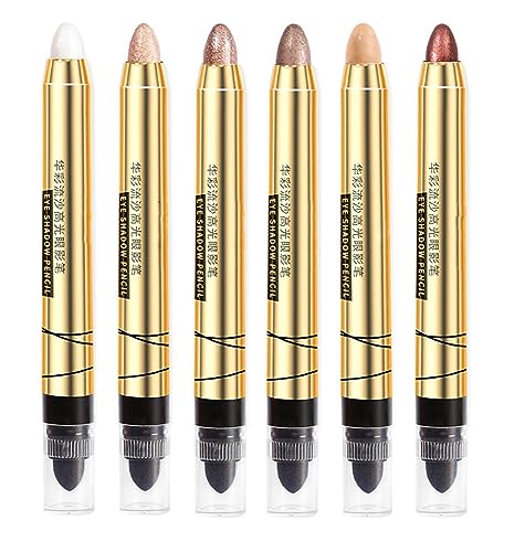 Lidschatten-Stift und Schwamm-Makeup-Pinsel, cremig schimmernder Lidschatten-Stift Lang anhaltender wasserfester Lidschatten-Highlighter Hypoallergen (07) von JUDEWY