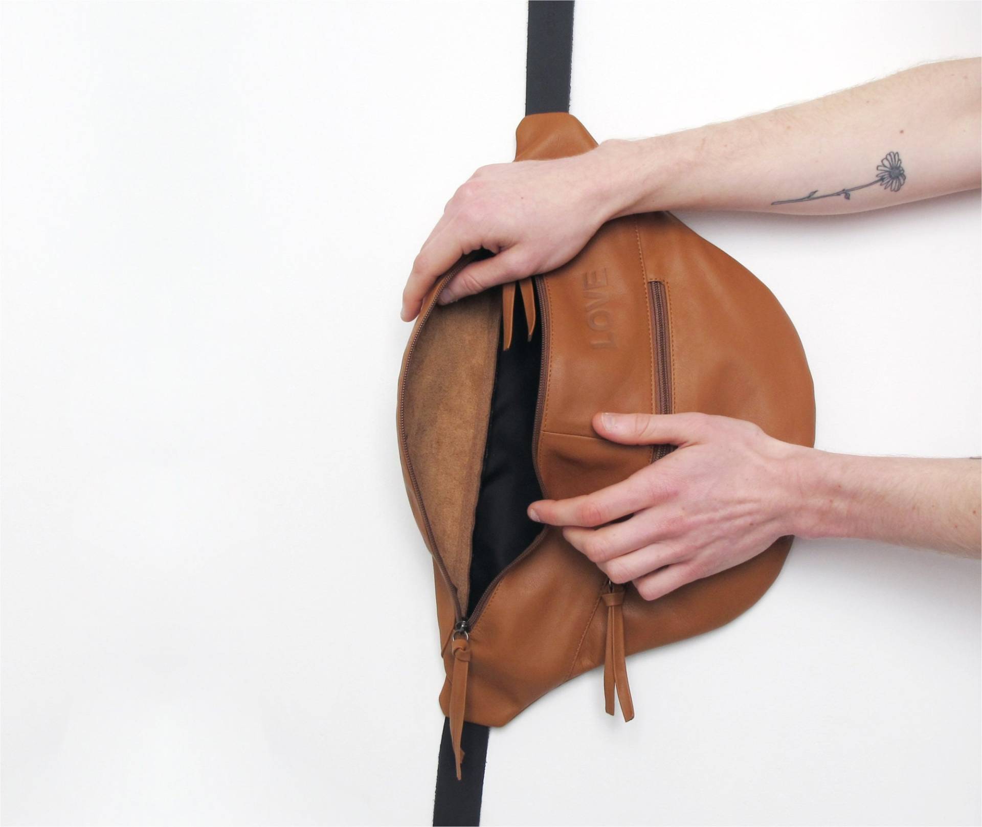 3In1 Kamelleder Doppelreißverschluss Gürteltasche - Große Leder Bauchtasche Aus Weichem Crossbody Ledertasche Handgemachte Judtlv von JUDtlv