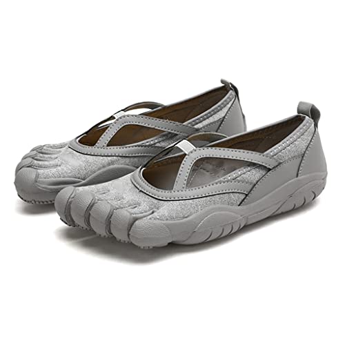 JUEMISSA Fünf-Finger-Schuhe lässige atmungsaktive Schuhe rutschfeste Abriebfeste Schuhe ultraleichte Yogaschuhe Laufschuhe mit breitem Fuß (Color : Light Grey, S : 39 EU) von JUEMISSA