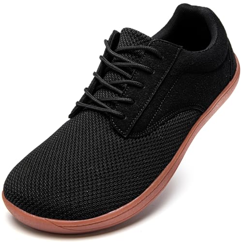 JUEQIBAA Barfußschuhe Herren Barfussschuhe Breite Füße Schuhe Barefoot Shoes Men Bequeme Barfuß Sneaker Turnschuhe Sportschuhe Schwarz EU 39 von JUEQIBAA