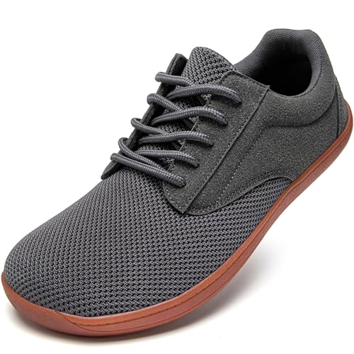 JUEQIBAA Barfußschuhe Herren Barfussschuhe Extra Breite Schuhe Trailrunning Schuhe Männer Minimalistische Atmungsaktiv Walkingschuhe Grau EU 46 von JUEQIBAA