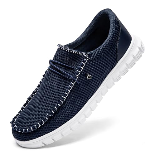 JUEQIBAA Herren Freizeitschuhe Mokassins Bootsschuhe Loafers Business Flache Driving Low Casual Slippers Atmungsaktive Walking Herren Schuhe Dunkel Blau Größe EU 40 von JUEQIBAA