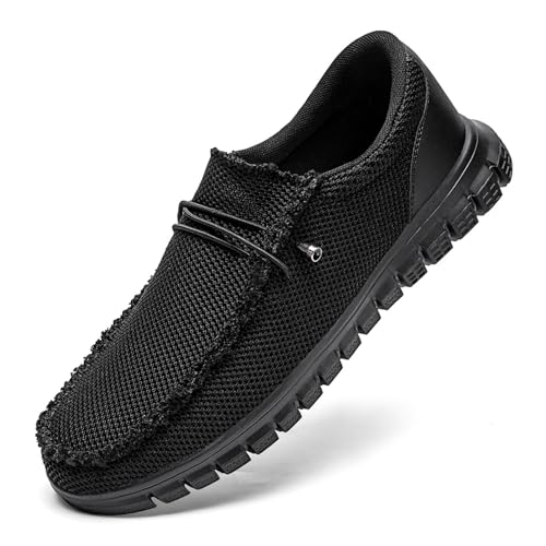 JUEQIBAA Herren Sneaker Schuhe Freizeitschuhe Mokassins Bootsschuhe Loafers Schuhe Flache Halbschuhe Slippers Atmungsaktiv Mesh Walkingschuhe Schwarz Größe EU 39 von JUEQIBAA