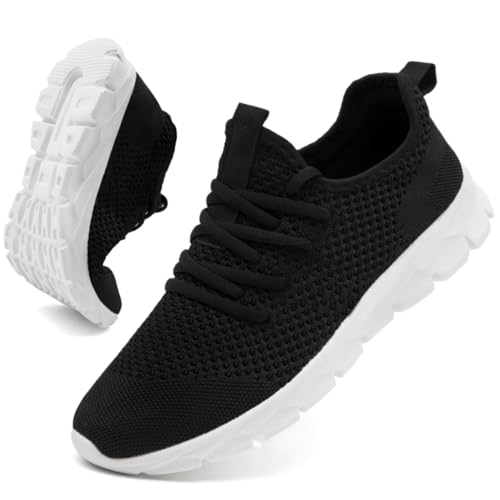 JUEQIBAA Herren Schuhe Sportschuhe Schwarz Turnschuhe Laufschuhe Slip on Sneaker Sport Schuhe Leichtgewichts Joggingschuhe Atmungsaktive Gym Schuhe Herren Schwarz, EU 46 von JUEQIBAA