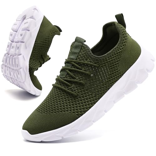 JUEQIBAA Herren Schuhe Grün Sportschuhe Turnschuhe Laufschuhe Slip on Sneaker Sport Schuhe Leichtgewichts Joggingschuhe Atmungsaktive Gym Schuhe Herren Grün, EU 41 von JUEQIBAA