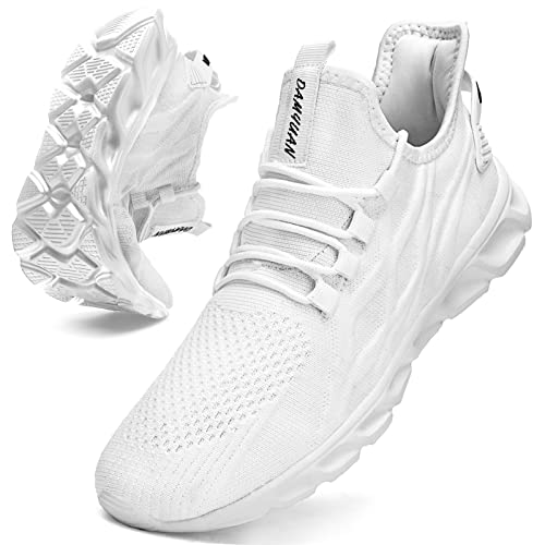 JUEQIBAA Herren Sneaker Schuhe Sportschuhe Leichtgewichts Tennisschuhe Joggingschuhe Männer Fitnessschuhe Walking Schuhe Gym Running Shoes Weiß Weiß, EU 42 von JUEQIBAA