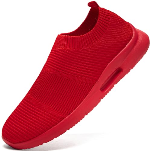 JUEQIBAA Herren Sneakers Laufschuhe Turnschuhe Sportschuhe Slip on Schuhe Fitness Sporthalle Freizeitschuhe Atmungsaktiv Joggingschuhe Rot 43 von JUEQIBAA