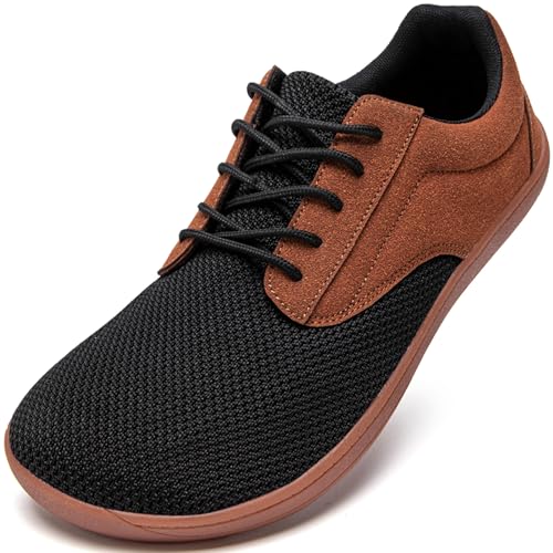 JUEQIBAA Schuhe Herren Turnschuhe Breite Füße Hallenschuhe Weit Wide Barfuß Sneaker Sportschuhe Barfusslaufschuhe Braun EU 41 von JUEQIBAA