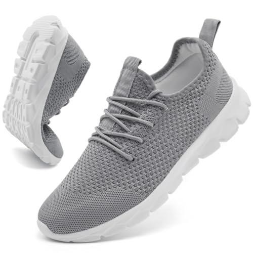 JUEQIBAA Schuhe Herren Turnschuhe Laufschuhe Grau Sportschuhe Sommerschuhe Leichtgewichts Slip on Sneaker Outdoor Gym Freizeitschuhe Männer Hellgrau, EU 41 von JUEQIBAA
