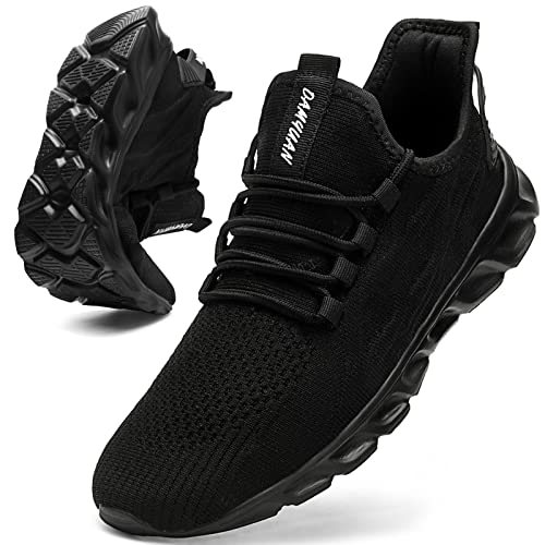 JUEQIBAA Sneaker Herren Laufschuhe Leichtgewichts Sneaker Freizeit Straßenlaufschuhe Atmungsaktiv Walkingschuhe Outdoor Fitness Gym Schehu Schwarz, EU 40 von JUEQIBAA