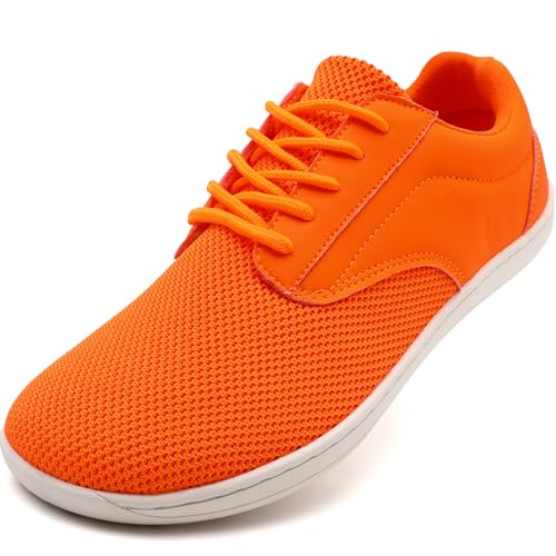 JUEQIBAA Sneaker Herren Schuhe Breite Füße Weit Zehenschuhe Zero-Drop Sohle Turnschuhe Atmungsaktiv Laufschuhe Barfusslaufschuhe Orange EU 45 von JUEQIBAA