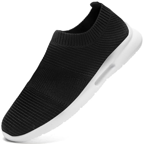 JUEQIBAA Sneakers Herren Sportschuhe Turnschuhe Slip on Schuhe Fitness Sporthalle Freizeitschuhe Leichtgewichts Joggingschuhe Laufschuhe Schwarz 41 von JUEQIBAA