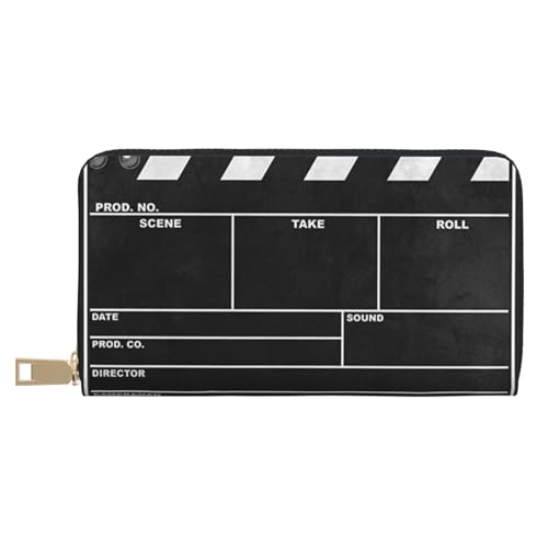 Clapboard Classic Movie Clapboard Black Long Faux Leather Clutch Chic Stylish Women'S Wallets For Modern Women Large Capacity Card Holder And Organizer Pockets Durable Purse Handbag For Everyday von JUEXDEME