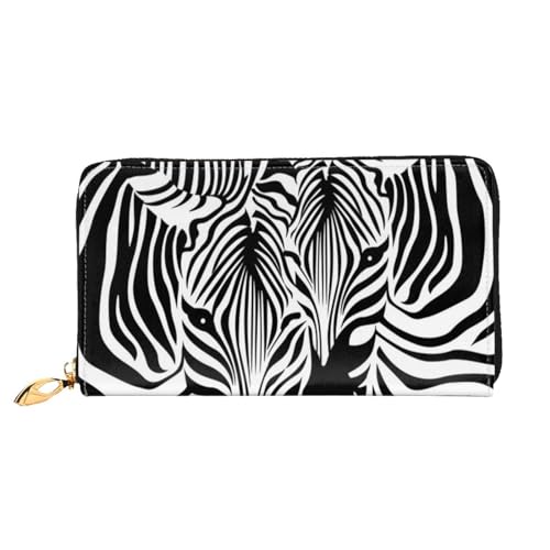 Damen-Geldbörse aus Leder, abstraktes Tier-Design, Zebramuster, großes Fassungsvermögen, Kartenhalter, Damengeldbörse mit mehreren Kartenfächern, lange Damengeldbörse mit Reißverschlussfach, 19 x 10,5 von JUEXDEME