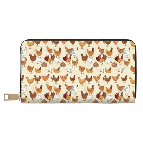 JUEXDEME A Brood of Chickens Long Faux Leather Clutch Chic Stylish Women's Wallets for Modern Women Large Capacity Card Holder and Organizer Pockets Durable Purse Handbag for Everyday Travel, weiß, von JUEXDEME