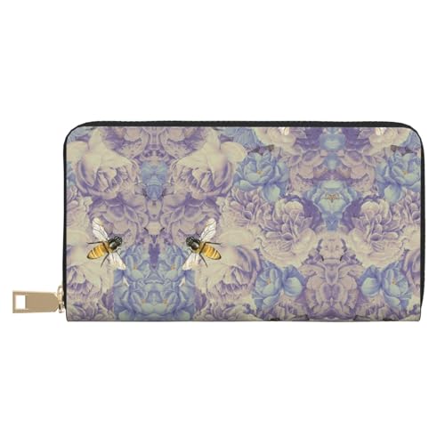 JUEXDEME Bee Flying Lange Kunstleder-Clutch, schick, stilvolle Damengeldbörsen für moderne Frauen, großes Fassungsvermögen, Kartenhalter und Organizer-Taschen, strapazierfähige Geldbörse, Handtasche von JUEXDEME