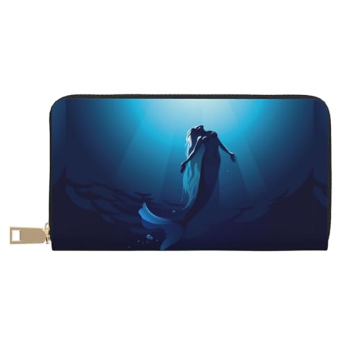 JUEXDEME Blaue Meerjungfrau lange Kunstleder-Clutch, schick, stilvolle Damen-Geldbörsen für moderne Frauen, großes Fassungsvermögen, Kartenhalter und Organizer-Taschen, strapazierfähige Geldbörse, von JUEXDEME