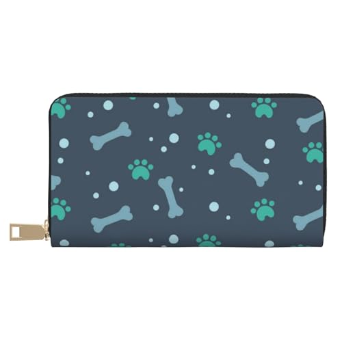 JUEXDEME Bones and Dog Claws Lange Kunstleder-Clutch, schick, stilvolle Damengeldbörsen für moderne Frauen, großes Fassungsvermögen, Kartenhalter und Organizer-Taschen, strapazierfähige Geldbörse, von JUEXDEME