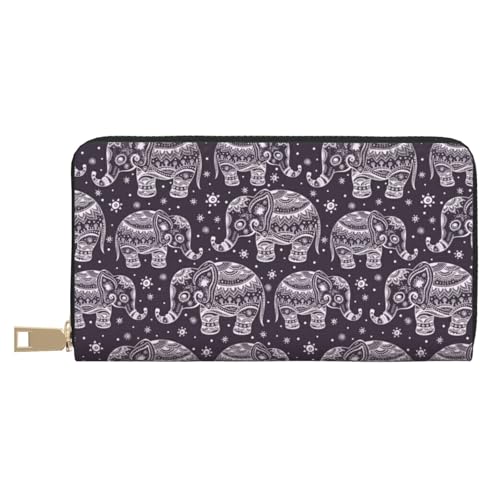 JUEXDEME Cartoon Cute Elephant Long Faux Leather Clutch Chic Stylish Women's Wallets for Modern Women Large Capacity Card Holder and Organizer Pockets Durable Purse Handbag for Everyday Travel, weiß, von JUEXDEME