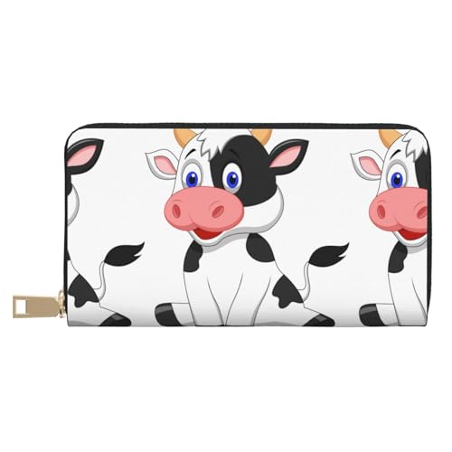 JUEXDEME Dairy Cow Long Faux Leather Clutch Chic Stylish Women's Wallets for Modern Women Large Capacity Card Holder and Organizer Pockets Durable Purse Handbag for Everyday Travel, weiß, von JUEXDEME