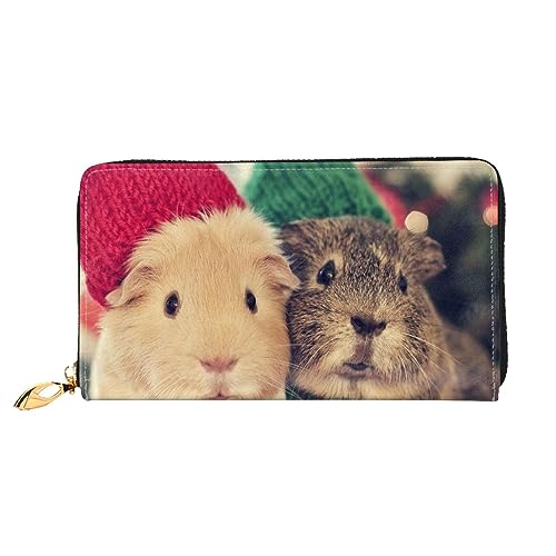 JUEXDEME Damen-Geldbörse aus Leder, süßes Meerschweinchen, großes Fassungsvermögen, Kartenhalter, Damengeldbörse mit mehreren Kartenfächern, lange Damengeldbörse mit Reißverschlussfach, 19 x 10,5 cm, von JUEXDEME