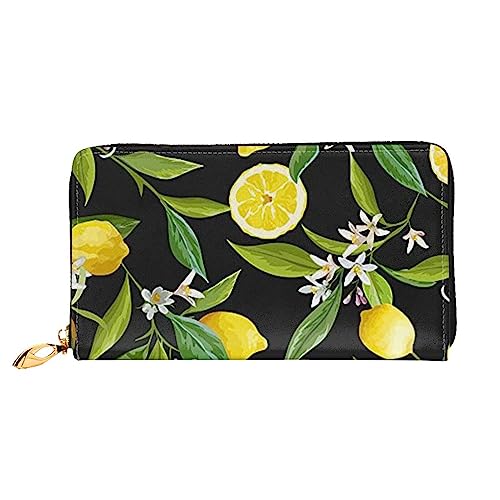 JUEXDEME Damen-Geldbörse aus Leder mit Zitrusfruchtmuster, großes Fassungsvermögen, Kartenhalter, Damengeldbörse mit mehreren Kartenfächern, lange Damengeldbörse mit Reißverschlussfach, 19 cm x 10,5 von JUEXDEME