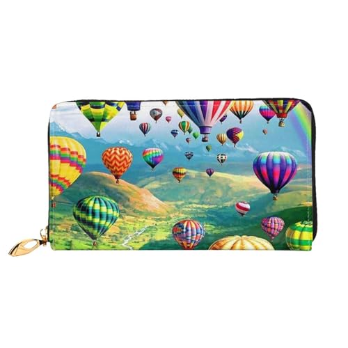 JUEXDEME Damen-Geldbörse mit Heißluftballons-Motiv, großes Fassungsvermögen, Kartenhalter, Damengeldbörse mit mehreren Kartenfächern, lange Damengeldbörse mit Reißverschlussfach, 19 x 10,5 cm, weiches von JUEXDEME