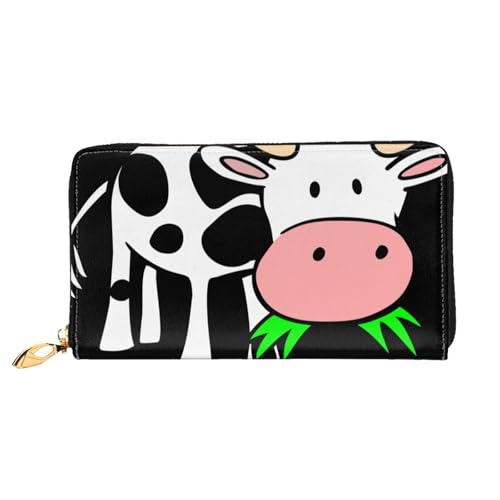 JUEXDEME Damen-Geldbörse mit niedlichem Kuh-Design, großes Fassungsvermögen, Kartenhalter, Damengeldbörse mit mehreren Kartenfächern, lange Damengeldbörse mit Reißverschlussfach, 19 x 10,5 cm, weiches von JUEXDEME