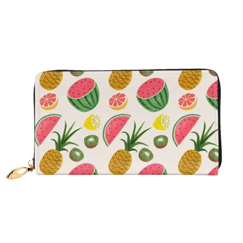 JUEXDEME Damen-Geldbörse mit tropischen Früchten, großes Fassungsvermögen, Kartenhalter, Damengeldbörse mit mehreren Kartenfächern, lange Damengeldbörse mit Reißverschlussfach, 19 x 10,5 cm, weiches von JUEXDEME