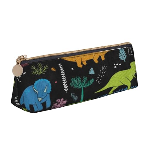 JUEXDEME Dinosaurier-Palmblatt-Federmäppchen, schlankes Design, Stifteetui mit metallischem Reißverschluss, Taschengröße für Studenten, Büro, Uni, Mittelschule, weiß, Einheitsgröße, Handgepäck von JUEXDEME