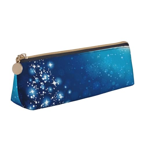 JUEXDEME Federmäppchen mit weihnachtlichem Schneeflocken-Motiv, schlankes Design, Stifteetui mit metallischem Reißverschluss, Taschengröße für Studenten, Büro, Uni, Mittelschule, Blau, weiß, von JUEXDEME