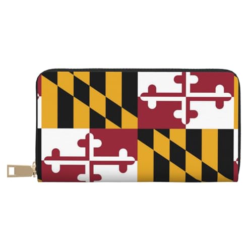 JUEXDEME Flag of Maryland Lange Kunstleder-Clutch, schick, stilvolle Damengeldbörsen für moderne Frauen, großes Fassungsvermögen, Kartenhalter und Organizer-Taschen, strapazierfähige Geldbörse, von JUEXDEME