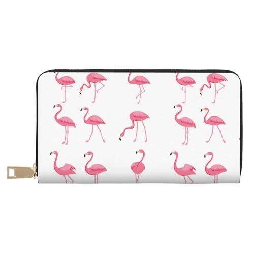 JUEXDEME Flamingos On White Long Faux Leather Clutch Chic Stylish Women's Wallets for Modern Women Large Capacity Card Holder and Organizer Pockets Durable Purse Handbag for Everyday Travel, weiß, von JUEXDEME
